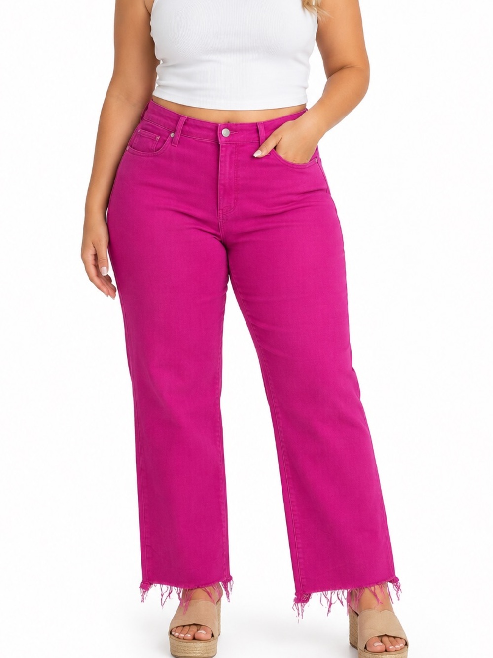 Judy Blue Hot Pink High Waist 90's Straight Jeans size 15/32